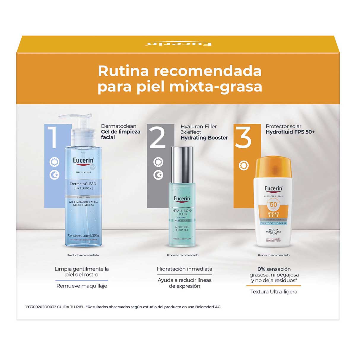 Eucerin Sun Face Hydro Fluid Fps50+ 50Ml + Dermatoclean Gel 200Ml