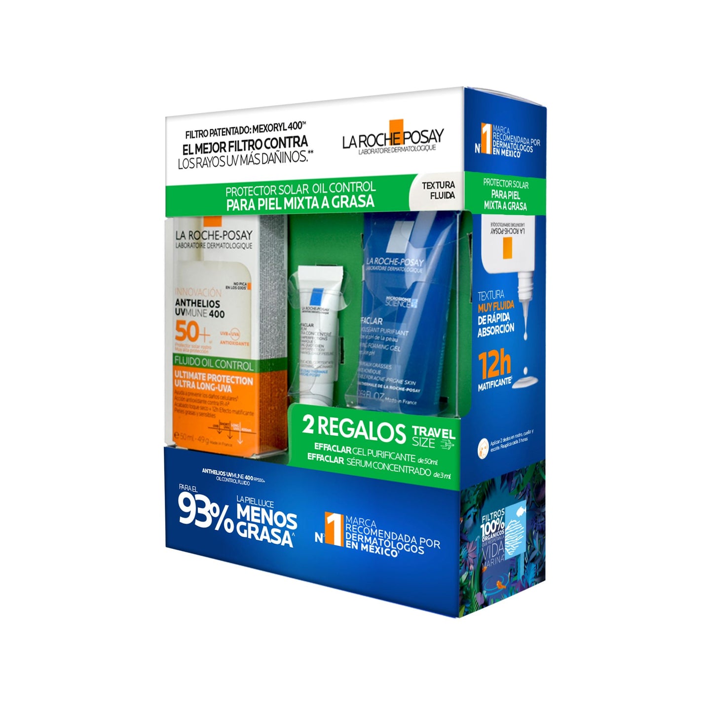 Kit Anthelios Uvm400 Fluido + Effaclar Duo 15Ml + Gel Eff 50Ml Verano25