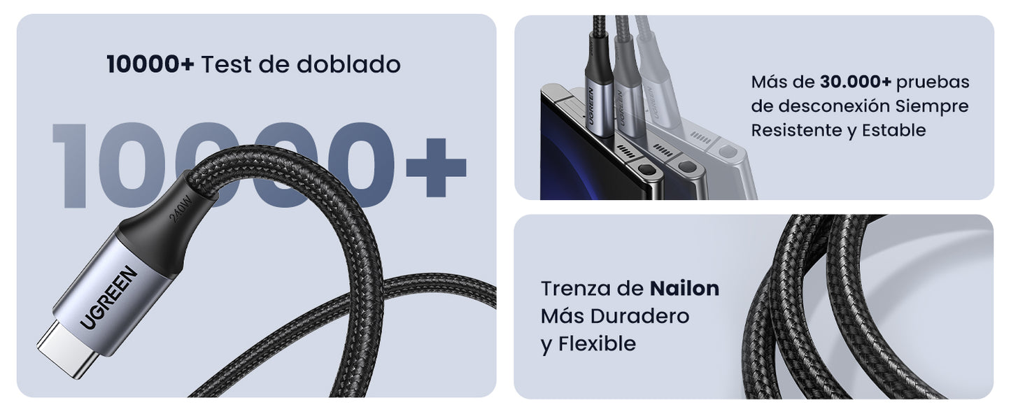 Cable USB-C a USB-C | 1 Metro | Carga Rápida 100W,  Transfer de datos 480 Mbps | Color Negro.