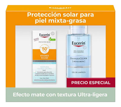 Eucerin Sun Face Hydro Fluid Fps50+ 50Ml + Dermatoclean Gel 200Ml