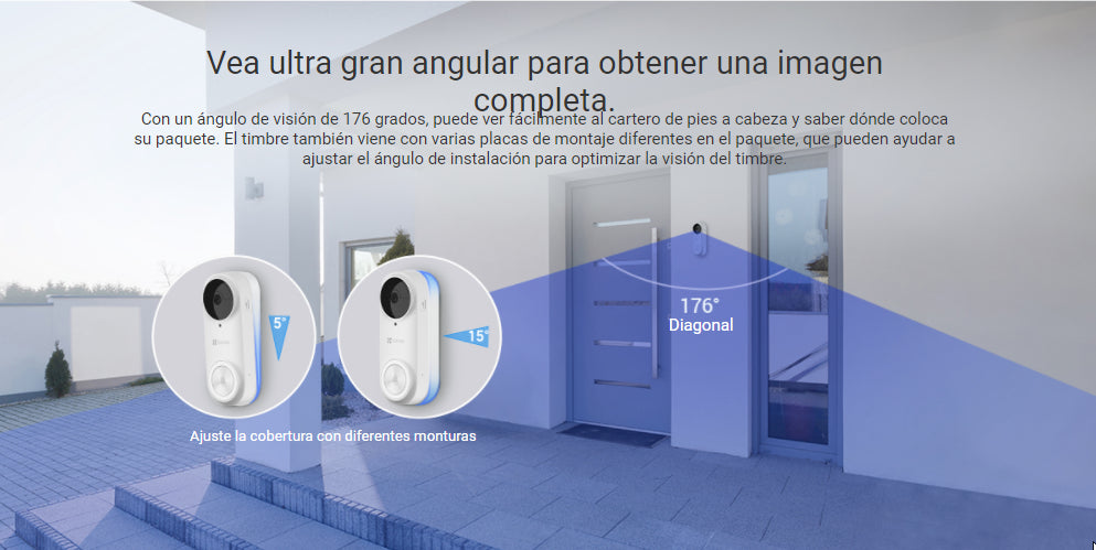 Kit De Videoportero Ezviz Db2 Pro Alimentado Por Baterías Color Blanco